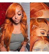 #350 Ginger Orange Lace Front Wigs Human Hair 13x4 Body Wave HD Transparent Ginger Lace Front Wig...