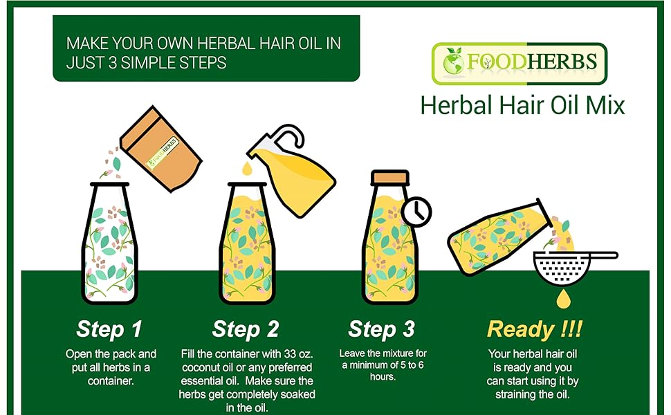 Herbal Hair Oil mix, hair herbs, ayurvedic herbs for hair growth, hair growth oil