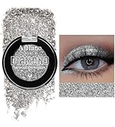 Afflano Silver Glitter Eyeshadow Super Pigmented, Intense Color Gray Silver Eyeshadow Palette Sin...