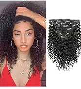 Jerry Curly #1B Natural Black Clip In Hair Extensions