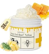 mkzea Beef Tallow for Skin, Beef Tallow, Tallow and Honey Cream, Grass Fed Beef Tallow, Whipped B...