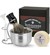 Shaving Brushes Kit For Men, 4 In 1 Shaving Brush Set Includes Badger Hair Shave Brush, Stainless...