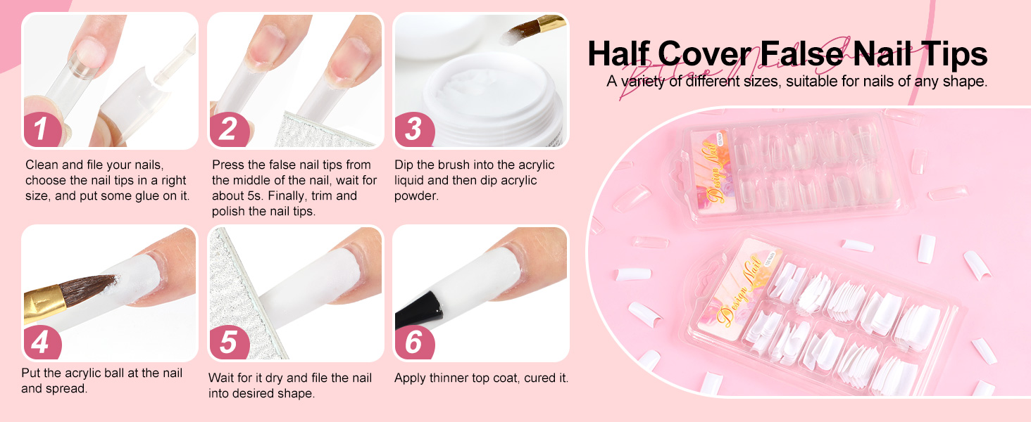 Half Cover False Nail Tips