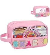 MONSTINA Snack Bag Clear Pouch Makeup Travel Toiletry Bag,Waterproof Clear Embroidery Letters Cut...