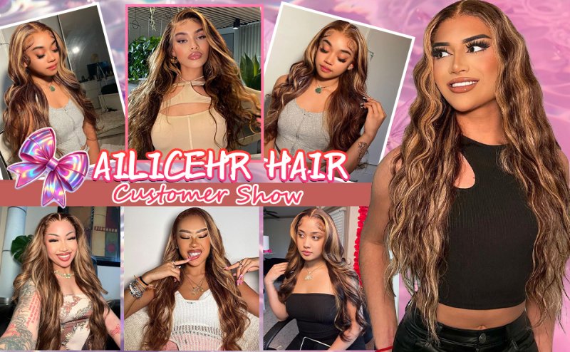 Highlight 5x5 HD Lace Closure Wigs Human Hair Body Wave P4/27 Ombre Lace Closure Wig