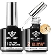 Modelones 4 in 1 Nail Glue Gel Nail Prep Dehydrate Gel Nail Kit Nail Extension Set for False Nail...