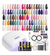 MEFA 60 Pcs Gel Nail Polish Kit with U V Light