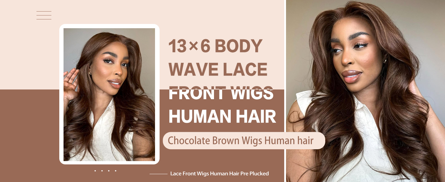 Chocolate brown lace front wigs human hair