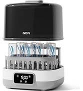 NCVI 20-Minute Baby Bottle Sterilizer and Dryer with 2 Bottle Trays for 8/6 Bottles, Fast Electri...