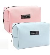MAANGE 2 Pcs Small Makeup Bag For Purse, Travel Cosmetic Bag Makeup Pouch PU Leather Portable Ver...