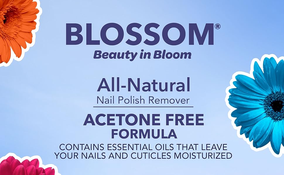 blossom beauty all natural nail polish remover organic ingredients plant based acetone free vegan