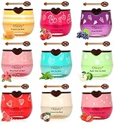 9 PCS Bee Lip Balm Honey Pot-Strawberry,Watermelon,Apple Lime,Cherry,Mint, Grapes,Aloe Vera&Peach...