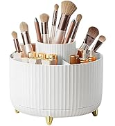 DASITON Large Capacity Makeup Brush Holder,360° Rotating Makeup Organizer,5 Slot Makeup Brushes C...