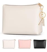 MAANGE A-Z Personalized Small Makeup Bag Initial PU Leather Make Up Bag Cute Cosmetic Bag For Wom...