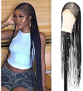 Fecihor 13x8 Inch HD Lace Front Cornrow Braided Wigs For Women Box Braid Wig With Baby Hair Back ...