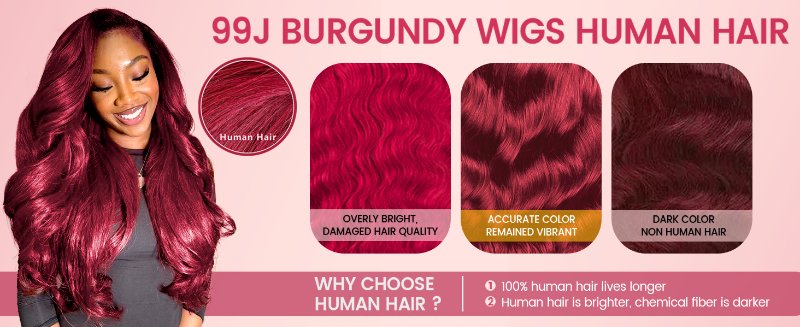 Body Wave Burgundy Lace Front Wigs Human Hair Pre Plucked Hairline with Baby Hair