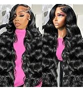 28inch 13x6 Body Wave Lace Front Wigs Human Hair Pre Plucked 13x6 HD Lace Front Wigs Human Hair w...