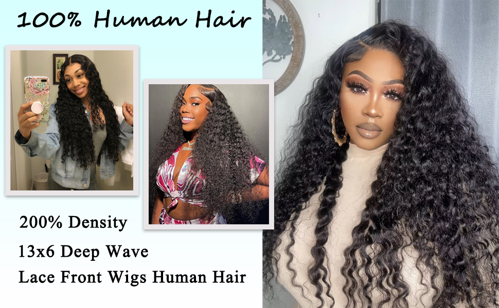Deep Wave Lace Front Wigs Human Hair Pre Plucked