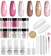 SUTOKAKA Dip Powder Nail Kit Starter, 6 Colors All Seasons Nude Pink Glitter Dipping Powder Set N...