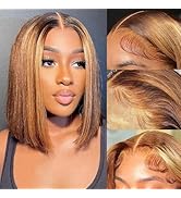 Highlight Bob Wig Human Hair Wear and Go Glueless 4/27 Highlight Bob Lace Front Wig Human Hair Pr...