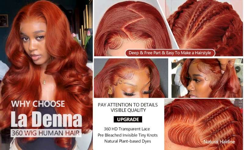 Reddish Brown 360 Lace Front Wigs Human Hair Body Wave Glueless Wigs HD Lace Frontal wigs woman