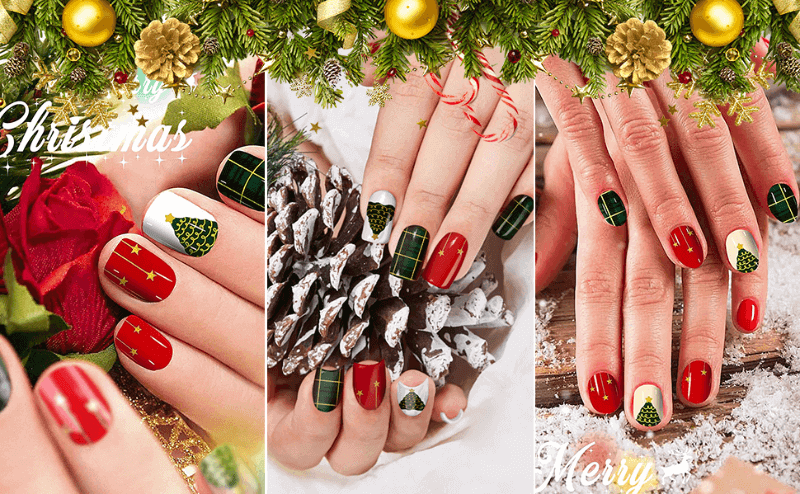 Christmas gel nail wraps stickers