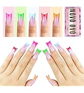 NOVO OVO French Tip Duck Feet Nail Tips 5 Mix Color Full Cover for Press on Acrylic with Moon Cur...