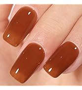 AILLSA Jelly Brown Gel Nail Polish - Dark Nude Gel Polish Sheer Amber Color Nail Polish Gel Neutr...