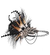 BABEYOND 1920s Headpiece Flapper Headband - Roaring 20's Sequined Showgirl Hair Band Black with F...