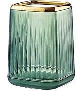 DASITON Makeup Brush holder Organizer, plastic Square Cosmetic Brush Storage Holder, Vintage Stri...