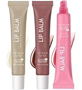 Butter Tinted Lip Balm-3 Colors Vanilla Beige Brown Pink Sugar Lip Gloss,Clear Jelly Yummy Tint L...