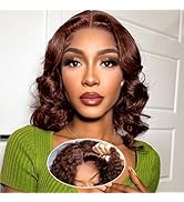 Ailwelia Chocolate Brown 5x5 Closure Body Wave Bob Wig Human Hair 200% Density 5x5 Hd Lace Closur...