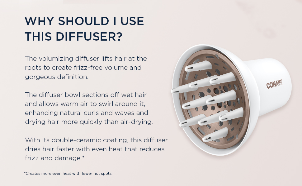 conair hair dryer with diffuser reduces heat damage