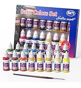 Basic Color Miniature Paints Set - 16 x 20ml Basic Colors Miniature Painting Kit, with 1 Fine Det...