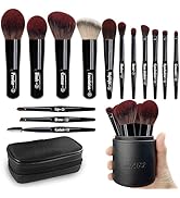 Jilier Travel Makeup Brush Set, 14 pcs Mini Makeup Brushes for Foundation, Powder, Eyeshadow, Hig...