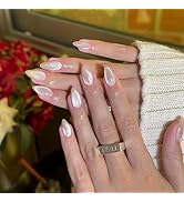 KQueenest Glitter Cat Eye Press on Nails Short Almond, 30 Pcs Thick Cute Acrylic Nails Press on, ...