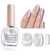 AZUREBEAUTY Cat Eye Nail Polish Fast Drying Silvery Glitter Nail Polish Moonlight Natural Glassy ...