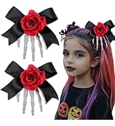 Halloween Hair Clips for Women YEFIUO Bow Hair Ties No Damage Skeleton Hand Flat Alligator Claw C...