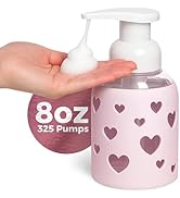 SoCal Suds & Company Glass Foaming Hand Soap Dispenser, Heart Silicone Sleeve, Refillable Pump Bo...