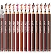 AIUEO 12PCS Lip Liner Set Lip Liner Pack,Natural Matte Finish Lip Liner Pencil High Pigmented Lon...