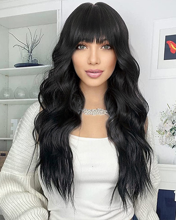 black wig with bangs