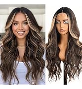 AISI HAIR Mixed Blonde Wig for Women, Long Blonde Wavy Lace Hairline Blond Wig,Synthetic Blonde W...