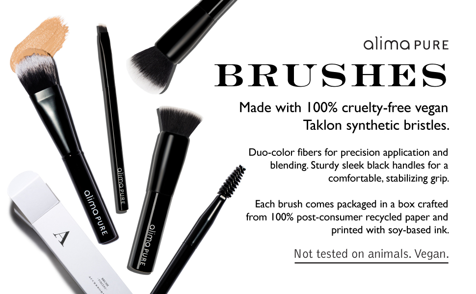 alima pure, bronzer brush, makeup blush, contour brushes, powder foundation brush, highlighter brush