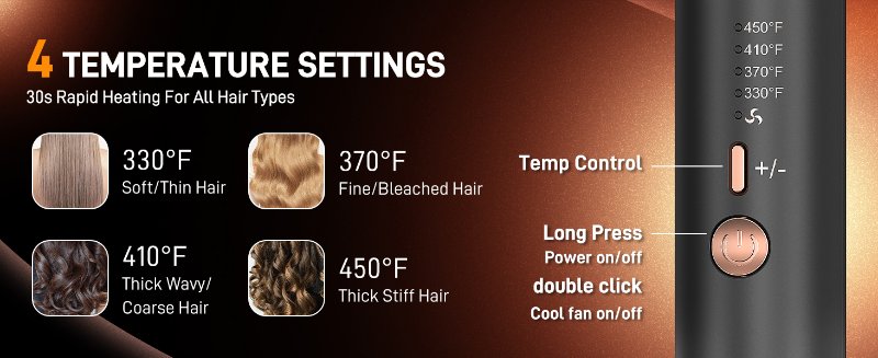 Upgraded 360° Airflow Styler Ionic Curling Iron curling wand for Lasting Curls all hair type