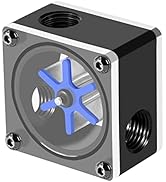 Flow Meter Indicator, G1/4 Threaded 6 Impeller 3 Ways Water Flow Meter Computer Water Cooling Wat...