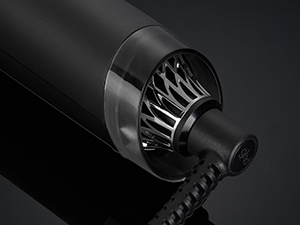 power cable of the duet style in black with a black background