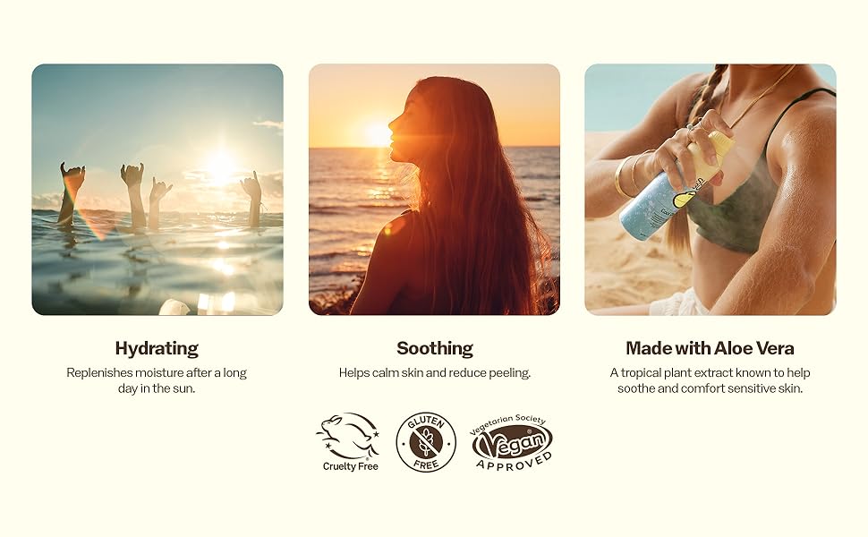 after sun care with aloe, aftersun, cooling lotion, cooling gel