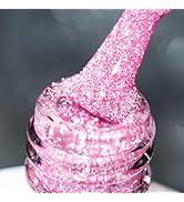 BURANO Pink Reflective Glitter Gel Nail Polish, UV LED 7.3ml Sparkle Nail Polish Holographic Glit...