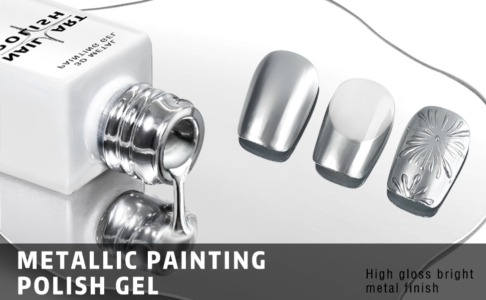 Metallic Painting Drawing Liner Gel Silver Gold Bright Mirror Effect