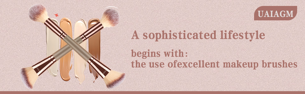 2Pack Dual-ended Makeup Brushes for Contouring, Blending, and Bronzing